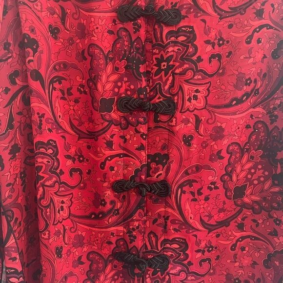 CORAL Bay Sheer Shimmer Red Kimono Top - Picture 2 of 8